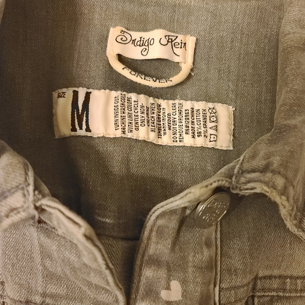 Distressed denim jacket EUC